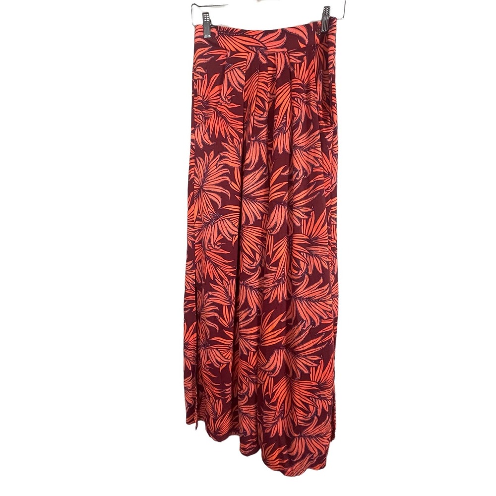 Maaji Zuri Pull On Floral Wide Leg Palazzo Side Slit Pants Size L Pockets